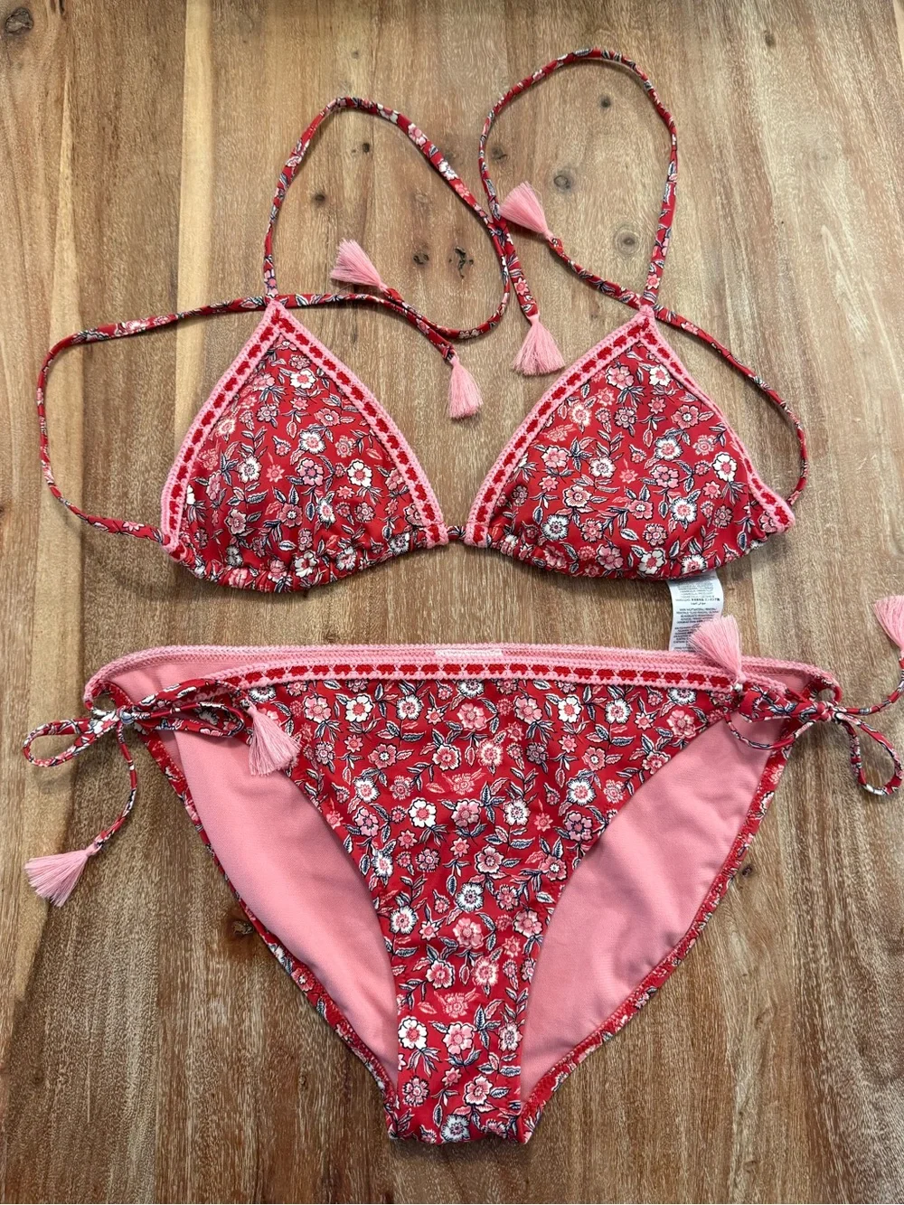 Boden Women’s Pink Floral Tie-Strap Bikini Top